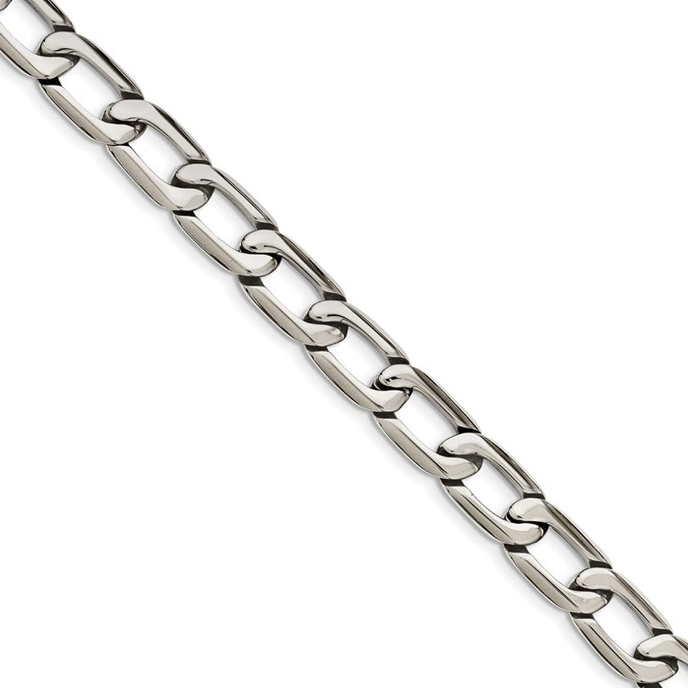 Men&#39;s 11mm Stainless Steel Open Oval Curb Chain Necklace, 24 Inch, Item C10816-24 by The Black Bow Jewelry Co.