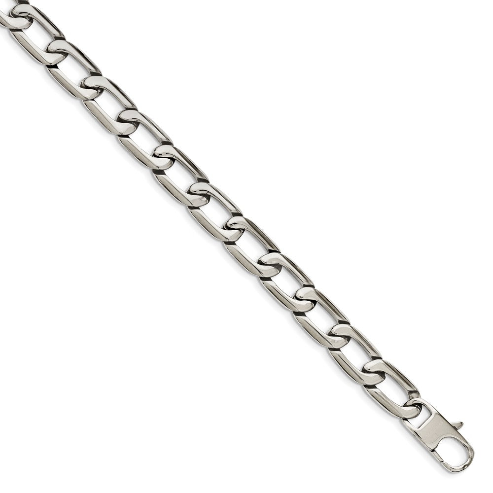Alternate view of the Men&#39;s 11mm Stainless Steel Open Oval Curb Chain Necklace, 24 Inch by The Black Bow Jewelry Co.