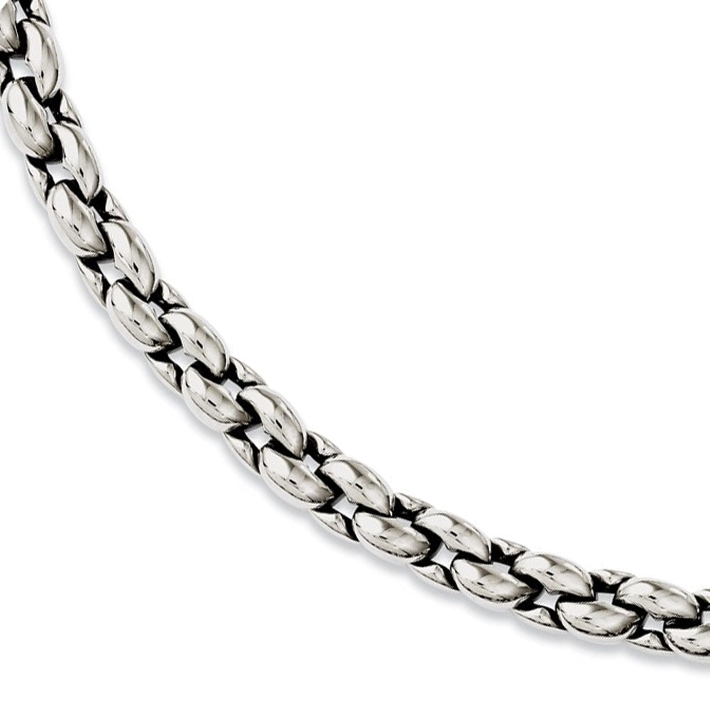 Men&#39;s 8mm Stainless Steel Fancy Oval Cable Chain Necklace, 24 Inch, Item C10817-24 by The Black Bow Jewelry Co.