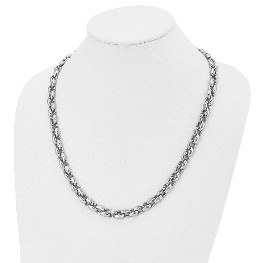 Alternate view of the Men&#39;s 8mm Stainless Steel Fancy Oval Cable Chain Necklace, 24 Inch by The Black Bow Jewelry Co.