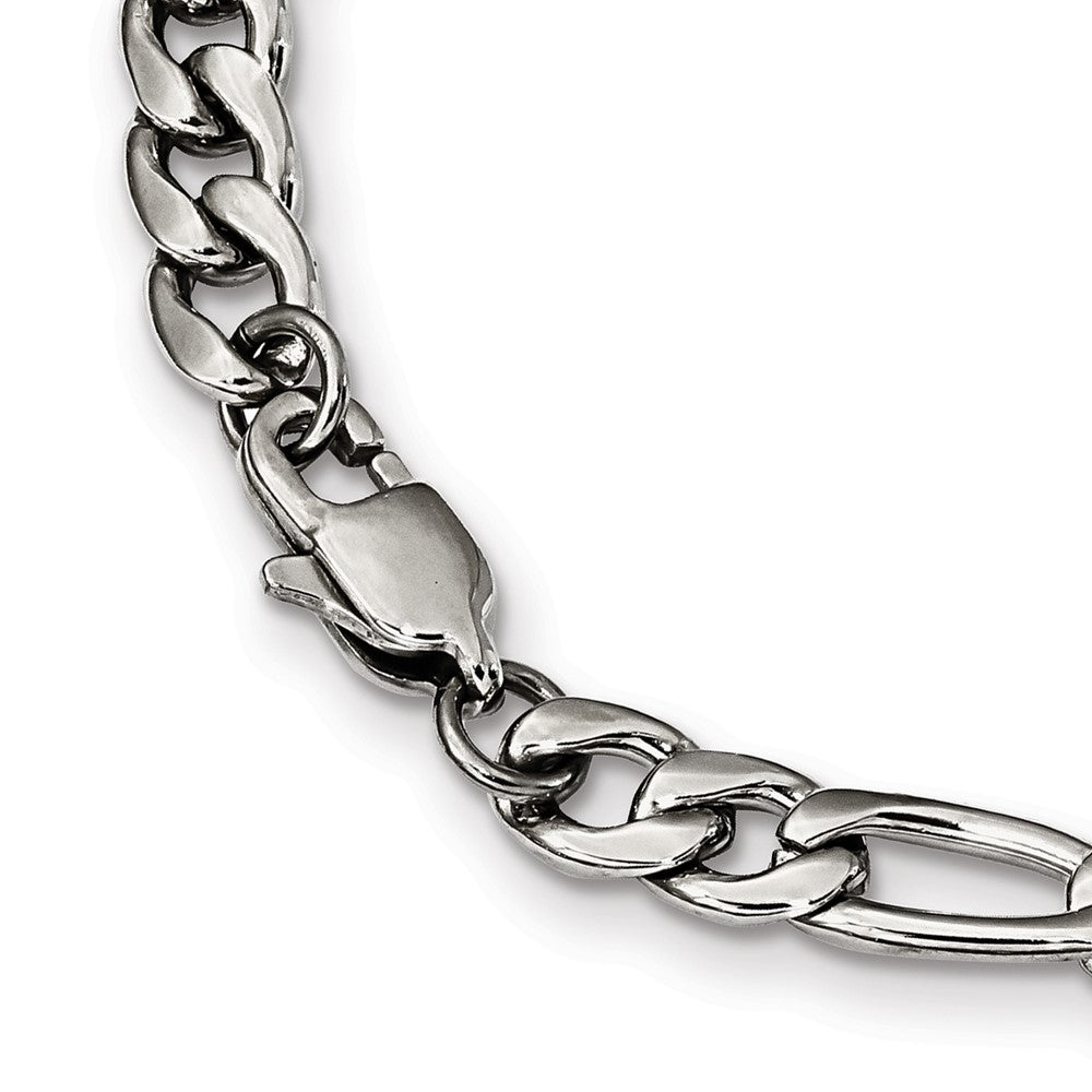 Alternate view of the 6mm Stainless Steel Polished Figaro Chain Necklace, 24 Inch by The Black Bow Jewelry Co.