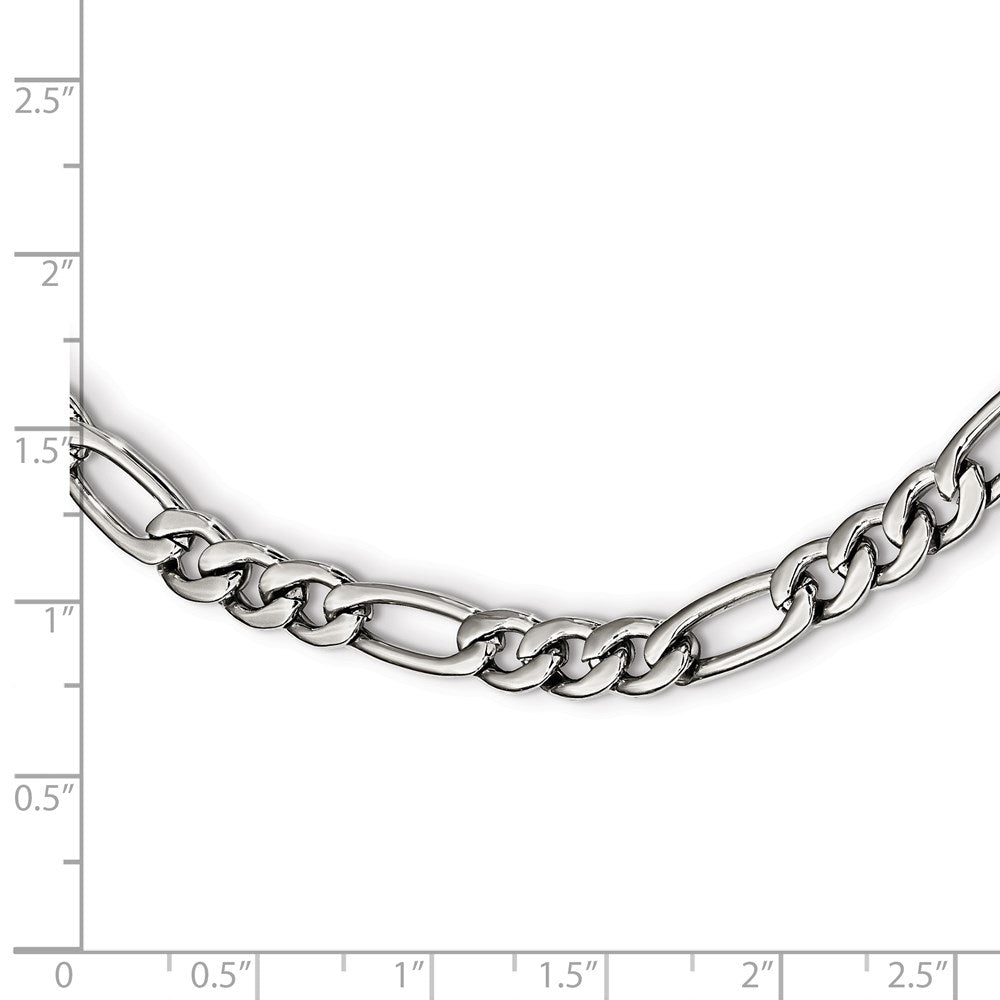 Alternate view of the 6mm Stainless Steel Polished Figaro Chain Necklace, 24 Inch by The Black Bow Jewelry Co.