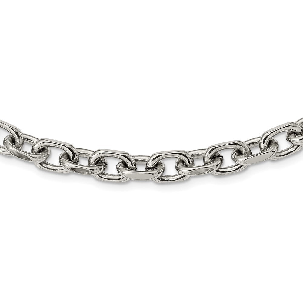Alternate view of the Men&#39;s 8.5mm Stainless Steel Oval Cable Chain Necklace, 24 Inch by The Black Bow Jewelry Co.