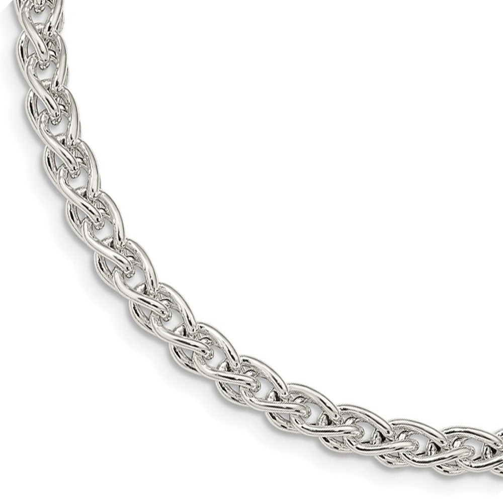 5.75mm Sterling Silver Polished Hollow Spiga Chain Necklace, 18 Inch, Item C10820-18 by The Black Bow Jewelry Co.