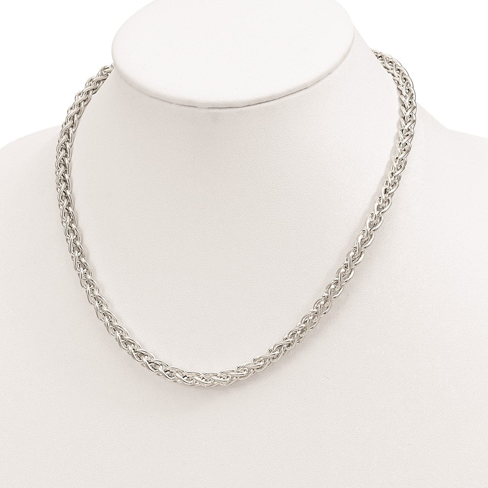 Alternate view of the 5.75mm Sterling Silver Polished Hollow Spiga Chain Necklace, 18 Inch by The Black Bow Jewelry Co.