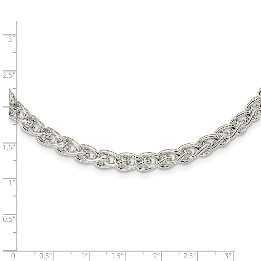 Alternate view of the 5.75mm Sterling Silver Polished Hollow Spiga Chain Necklace, 18 Inch by The Black Bow Jewelry Co.