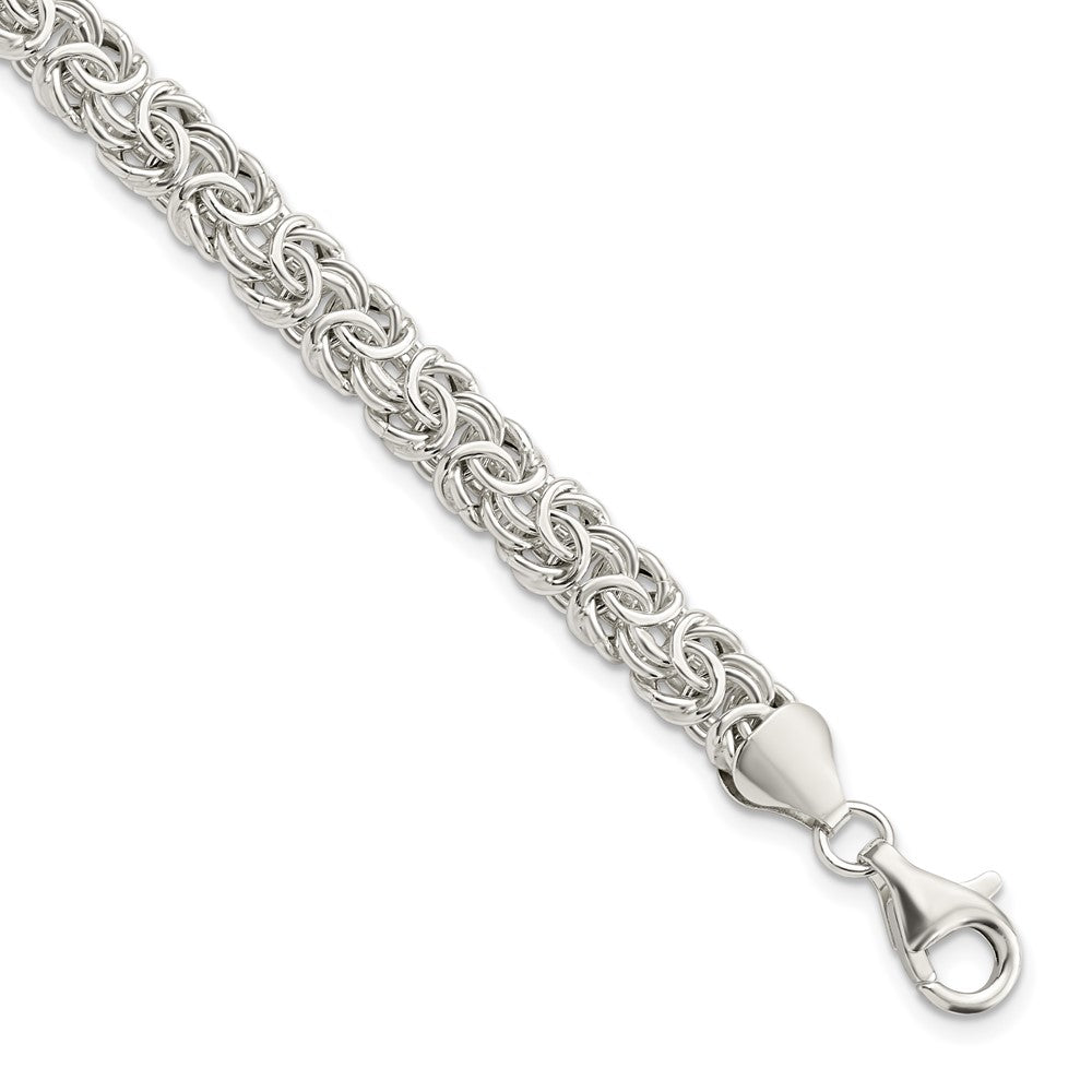 Alternate view of the 6.5mm Sterling Silver Hollow Byzantine Chain Bracelet, 7.5 Inch by The Black Bow Jewelry Co.