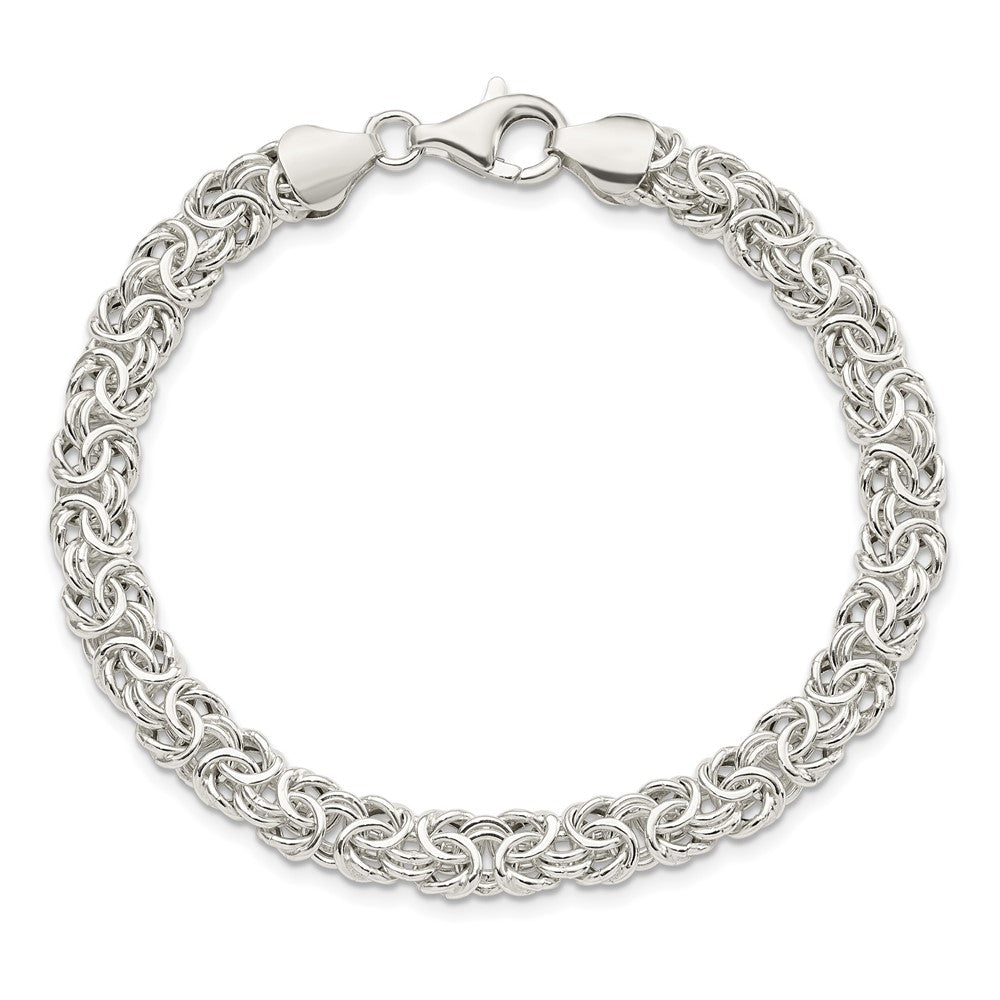Alternate view of the 6.5mm Sterling Silver Hollow Byzantine Chain Bracelet, 7.5 Inch by The Black Bow Jewelry Co.