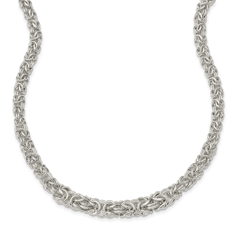 6.5mm Sterling Silver Hollow Graduated Byzantine Chain Necklace, 17 In, Item C10822-17 by The Black Bow Jewelry Co.