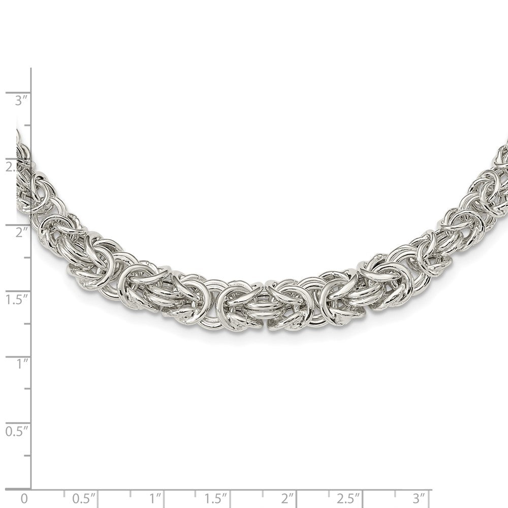 Alternate view of the 6.5mm Sterling Silver Hollow Graduated Byzantine Chain Necklace, 17 In by The Black Bow Jewelry Co.