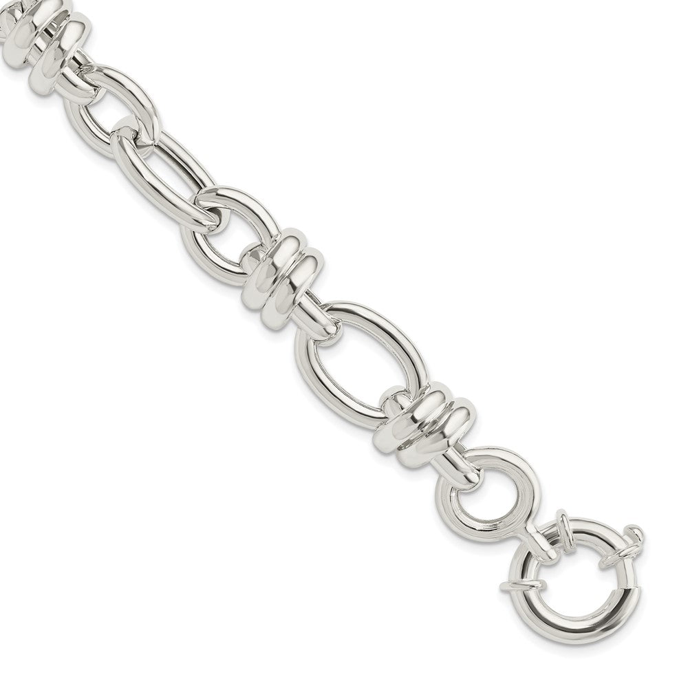 Alternate view of the 13.5mm Sterling Silver Hollow Fancy Link Chain Bracelet, 8.5 Inch by The Black Bow Jewelry Co.
