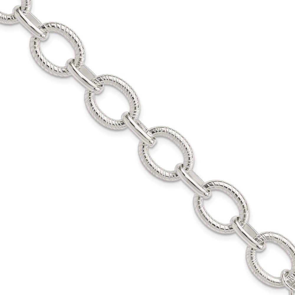 13mm Sterling Silver Solid Fancy Cable Chain Necklace, 18 Inch, Item C10824-18 by The Black Bow Jewelry Co.