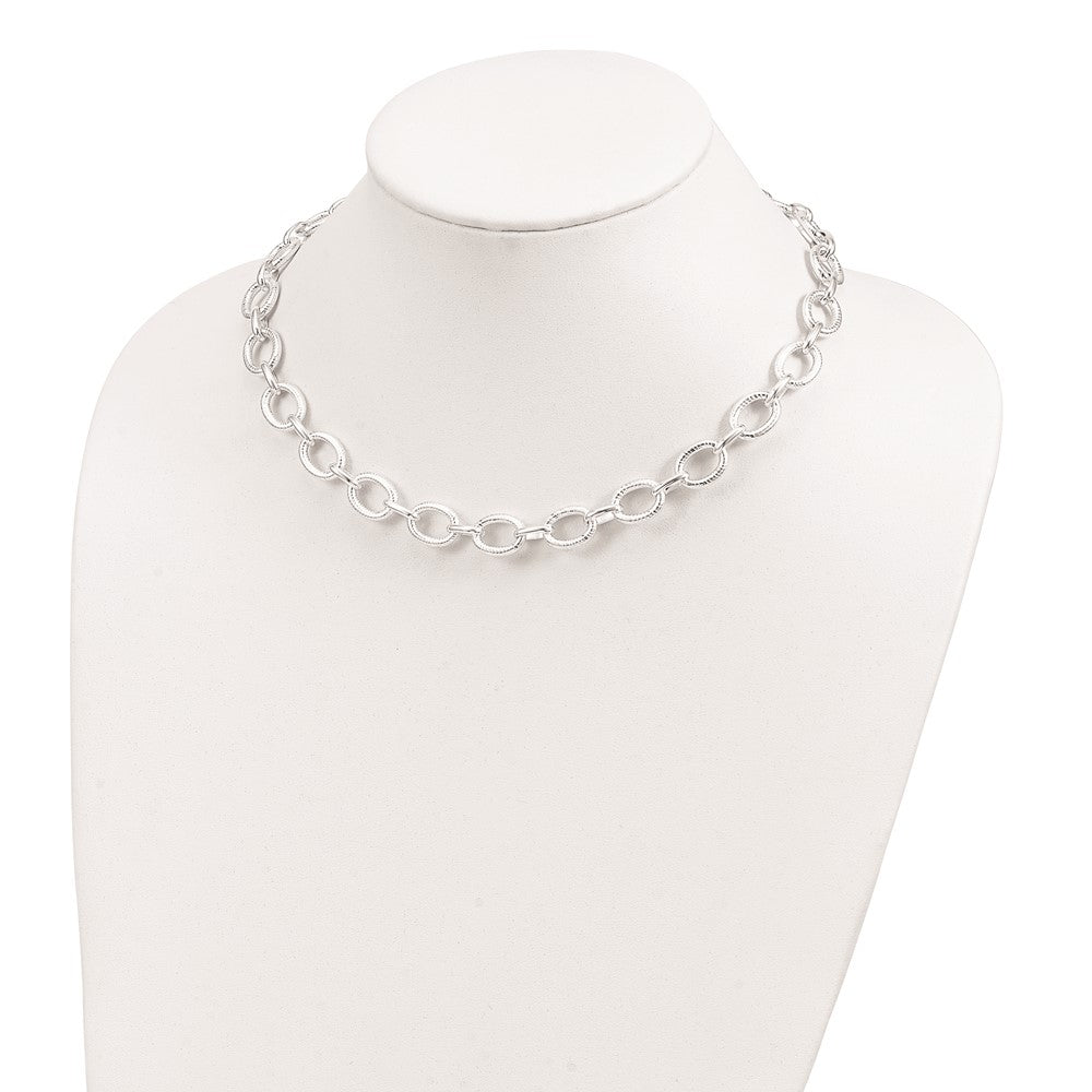 Alternate view of the 13mm Sterling Silver Solid Fancy Cable Chain Necklace, 18 Inch by The Black Bow Jewelry Co.