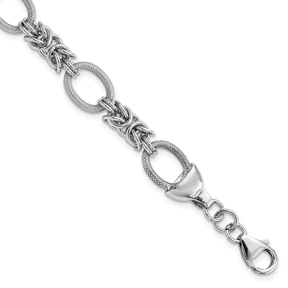 10mm Rhodium Plated Sterling Silver Solid Fancy Chain Bracelet, 7.5 In, Item C10825-075 by The Black Bow Jewelry Co.