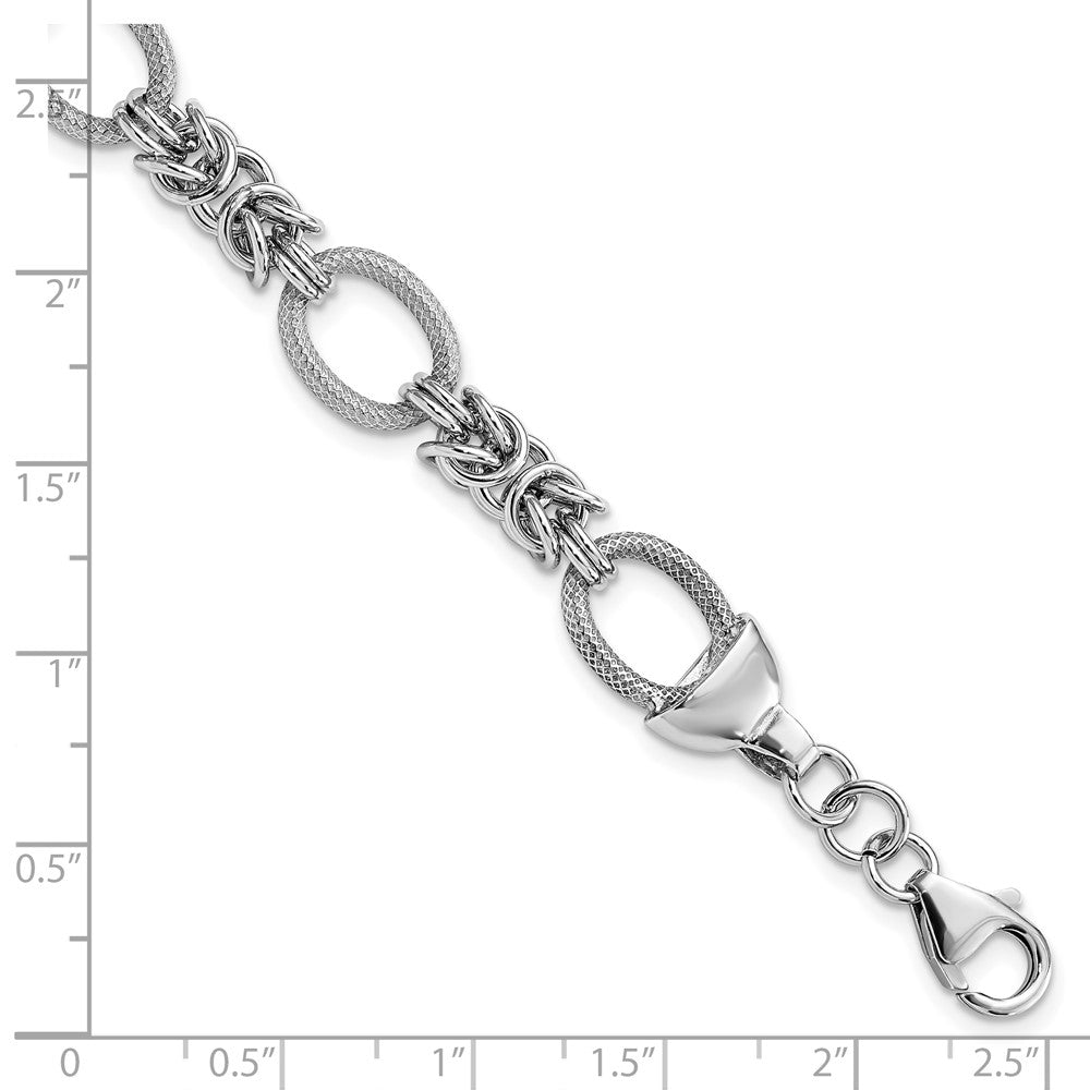 Alternate view of the 10mm Rhodium Plated Sterling Silver Solid Fancy Chain Bracelet, 7.5 In by The Black Bow Jewelry Co.