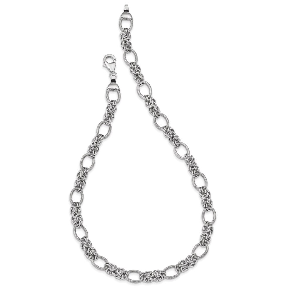 Alternate view of the 10mm Rhodium Plated Sterling Silver Solid Fancy Chain Necklace, 18 In by The Black Bow Jewelry Co.