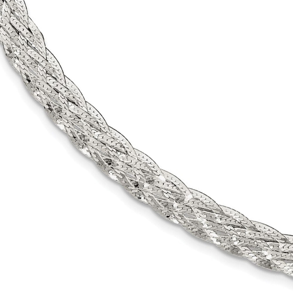 6.75mm Sterling Silver Fancy Braided Herringbone Chain Necklace, 18 In, Item C10826-18 by The Black Bow Jewelry Co.