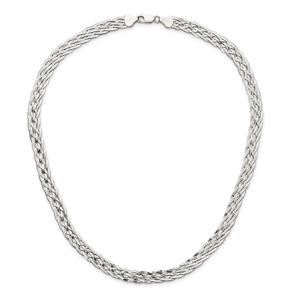Sterling Silver 20 Inch 8 Strand Braided Herringbone Link Necklace - AG830  | JTV.com