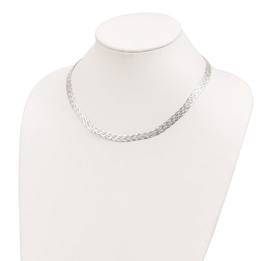 Alternate view of the 6.75mm Sterling Silver Fancy Braided Herringbone Chain Necklace, 18 In by The Black Bow Jewelry Co.