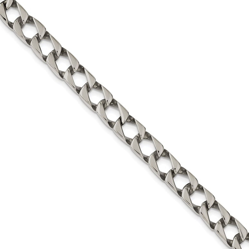 Men&#39;s 9mm Stainless Steel Polished Square Curb Chain Necklace, 24 Inch, Item C10827-24 by The Black Bow Jewelry Co.