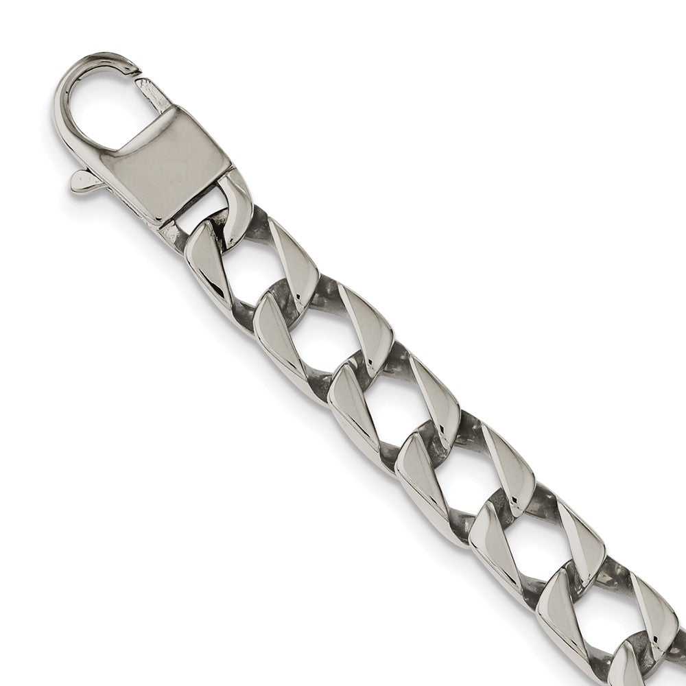Alternate view of the Men&#39;s 9mm Stainless Steel Polished Square Curb Chain Necklace, 24 Inch by The Black Bow Jewelry Co.