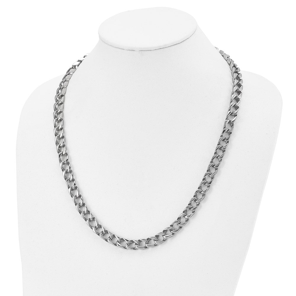 Alternate view of the Men&#39;s 9mm Stainless Steel Polished Square Curb Chain Necklace, 24 Inch by The Black Bow Jewelry Co.