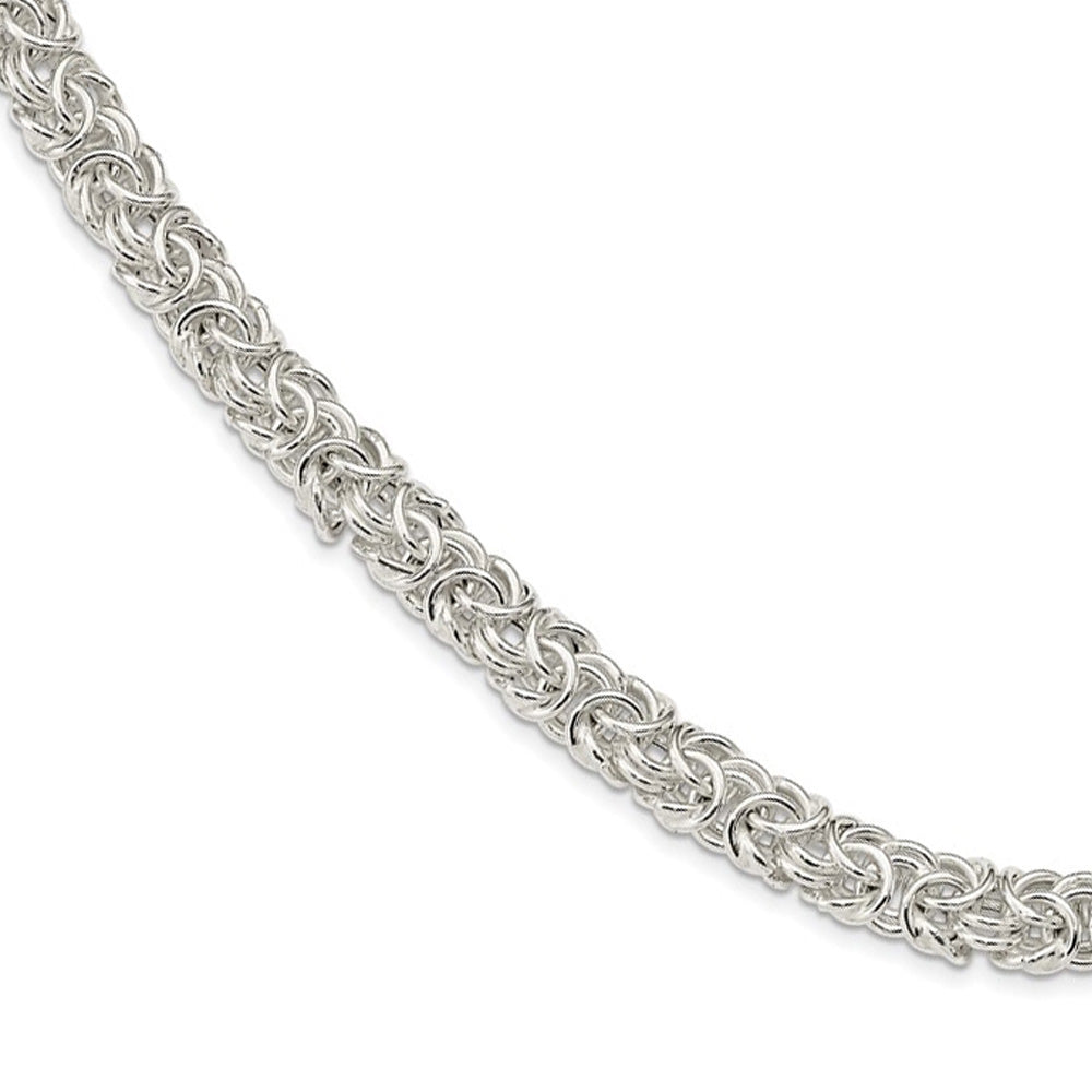 6.5mm Sterling Silver Hollow Byzantine Chain Necklace, 20 Inch, Item C10828-20 by The Black Bow Jewelry Co.