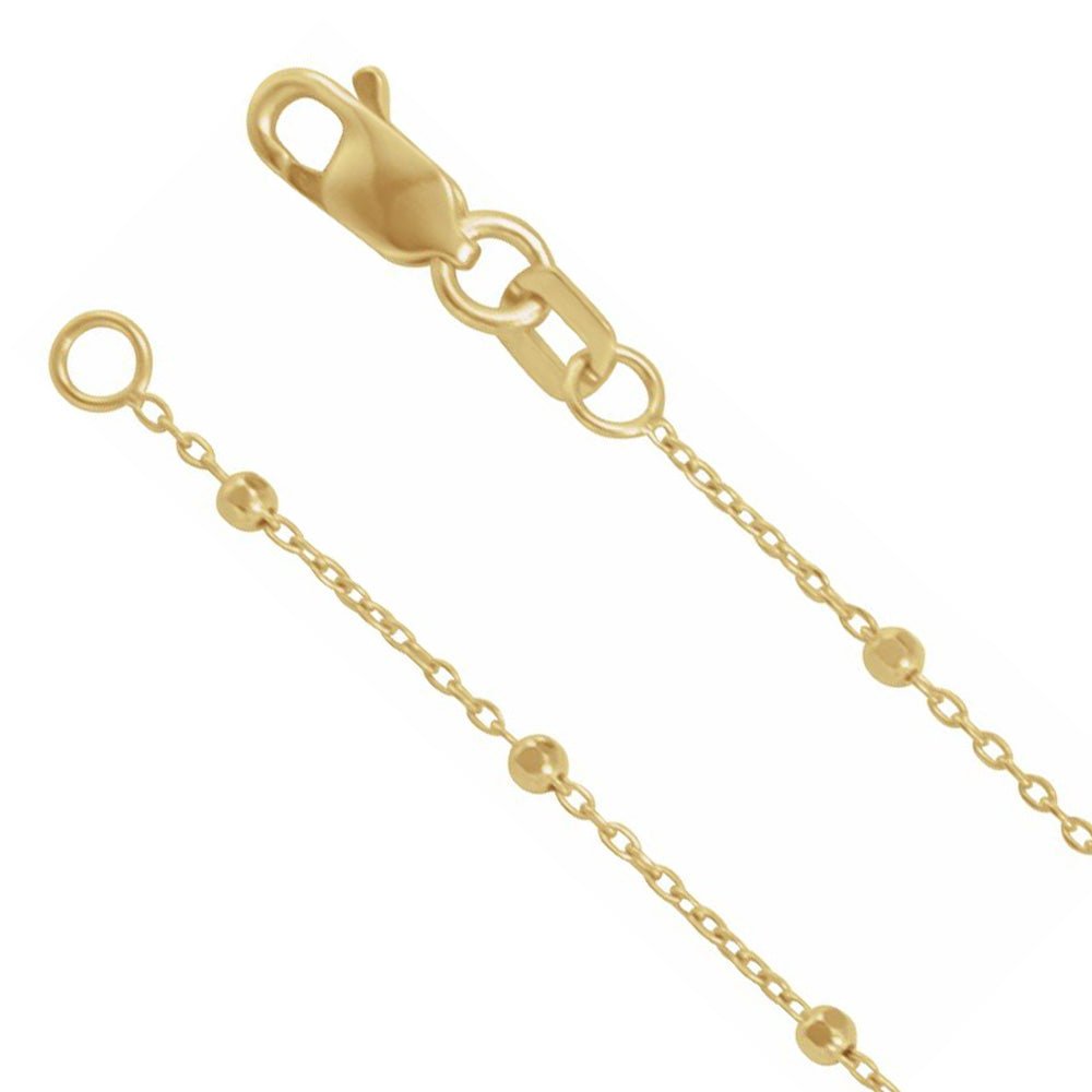 1.7mm 14K Yellow Gold Beaded Cable Chain Necklace, Item C10833 by The Black Bow Jewelry Co.