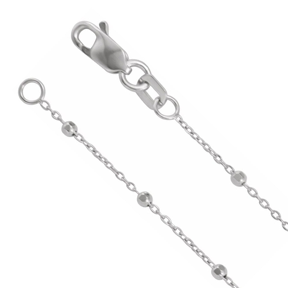 1.7mm 14K White Gold Beaded Cable Chain Necklace, Item C10834 by The Black Bow Jewelry Co.