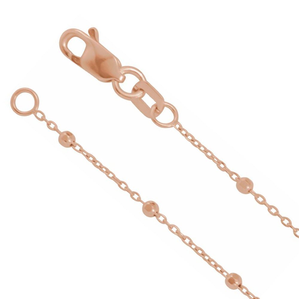1.7mm 14K Rose Gold Beaded Cable Chain Necklace, Item C10835 by The Black Bow Jewelry Co.
