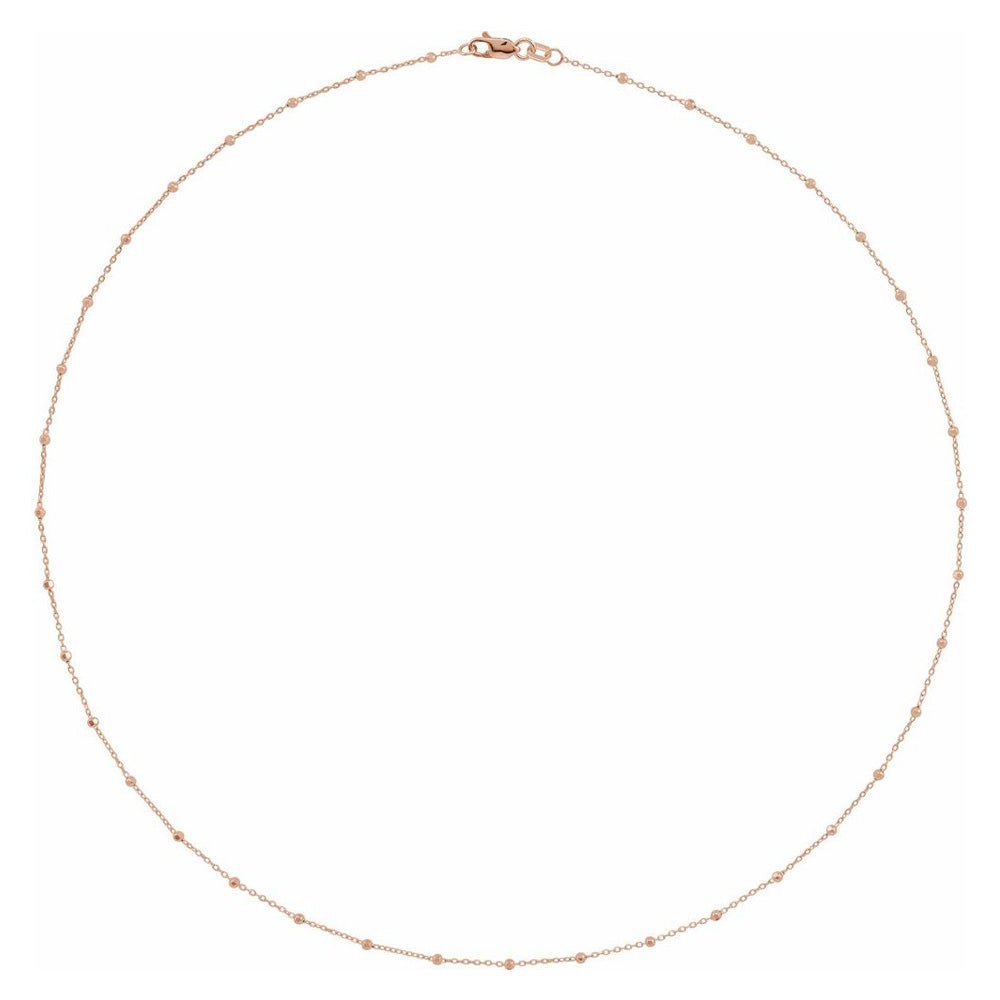 Alternate view of the 1.7mm 14K Rose Gold Beaded Cable Chain Necklace by The Black Bow Jewelry Co.