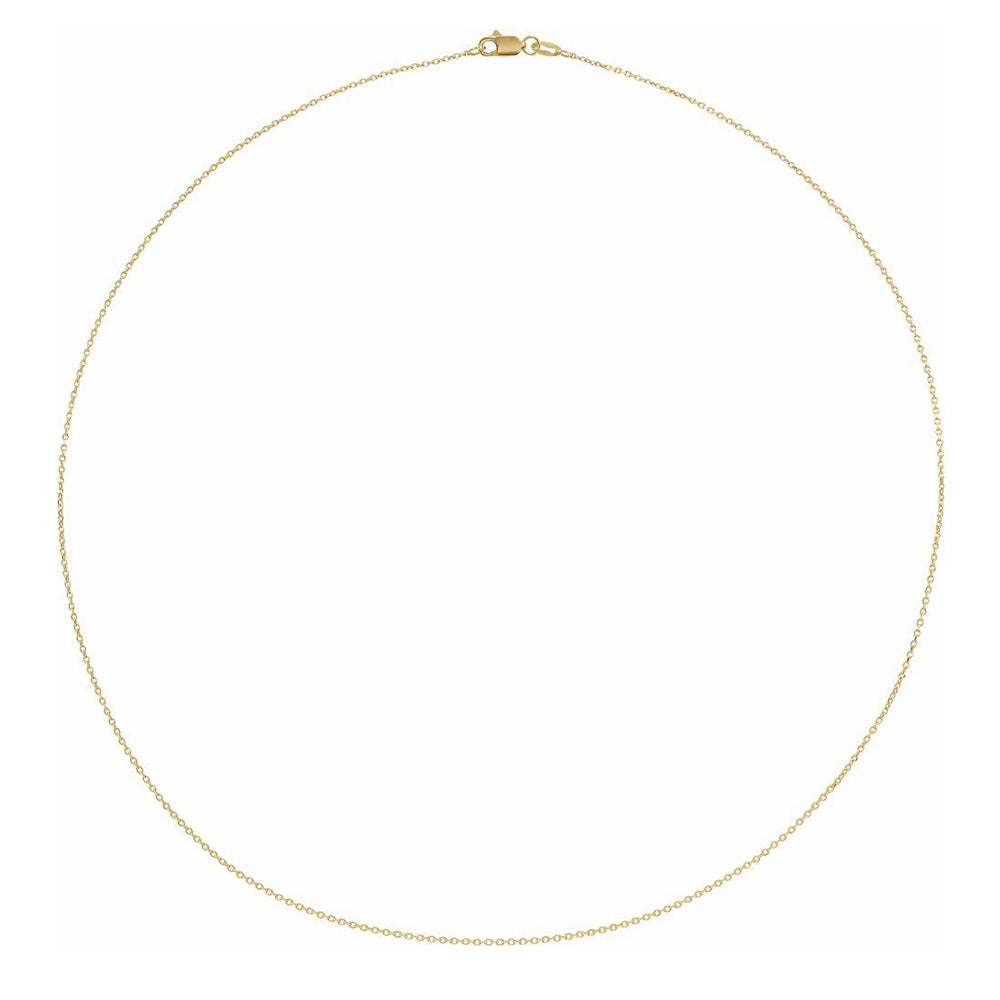 Alternate view of the 1mm 14K Yellow Gold Diamond-Cut Solid Cable Chain Necklace by The Black Bow Jewelry Co.