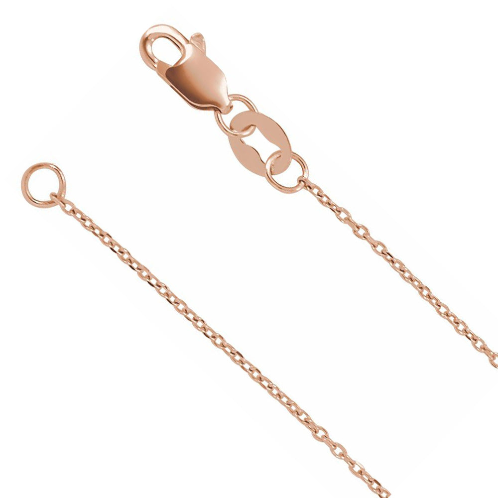 1mm 14K Rose Gold Diamond-Cut Solid Cable Chain Necklace, Item C10838 by The Black Bow Jewelry Co.