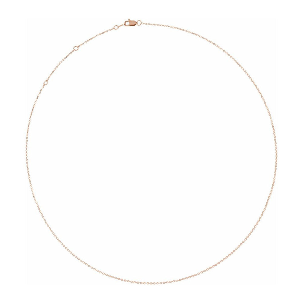 Alternate view of the 1mm 14K Rose Gold Diamond-Cut Solid Cable Chain Necklace by The Black Bow Jewelry Co.