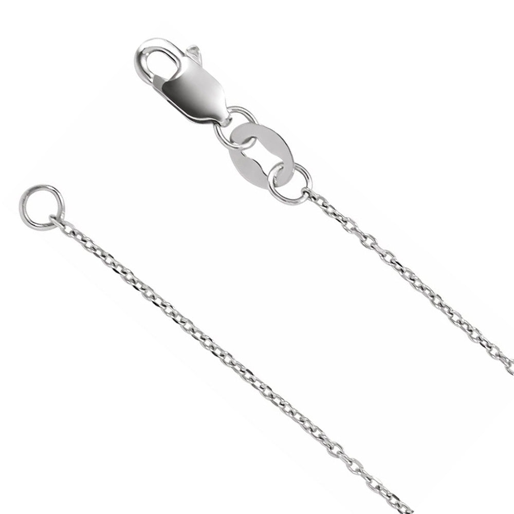 1mm 18K White Gold Diamond-Cut Solid Cable Chain Necklace, Item C10840 by The Black Bow Jewelry Co.