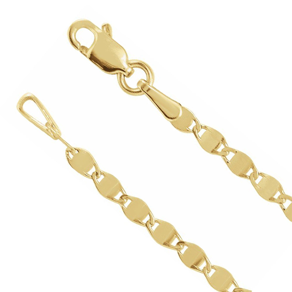2.7mm 14K Yellow Gold Fancy Mirror Link Chain Necklace, Item C10844 by The Black Bow Jewelry Co.
