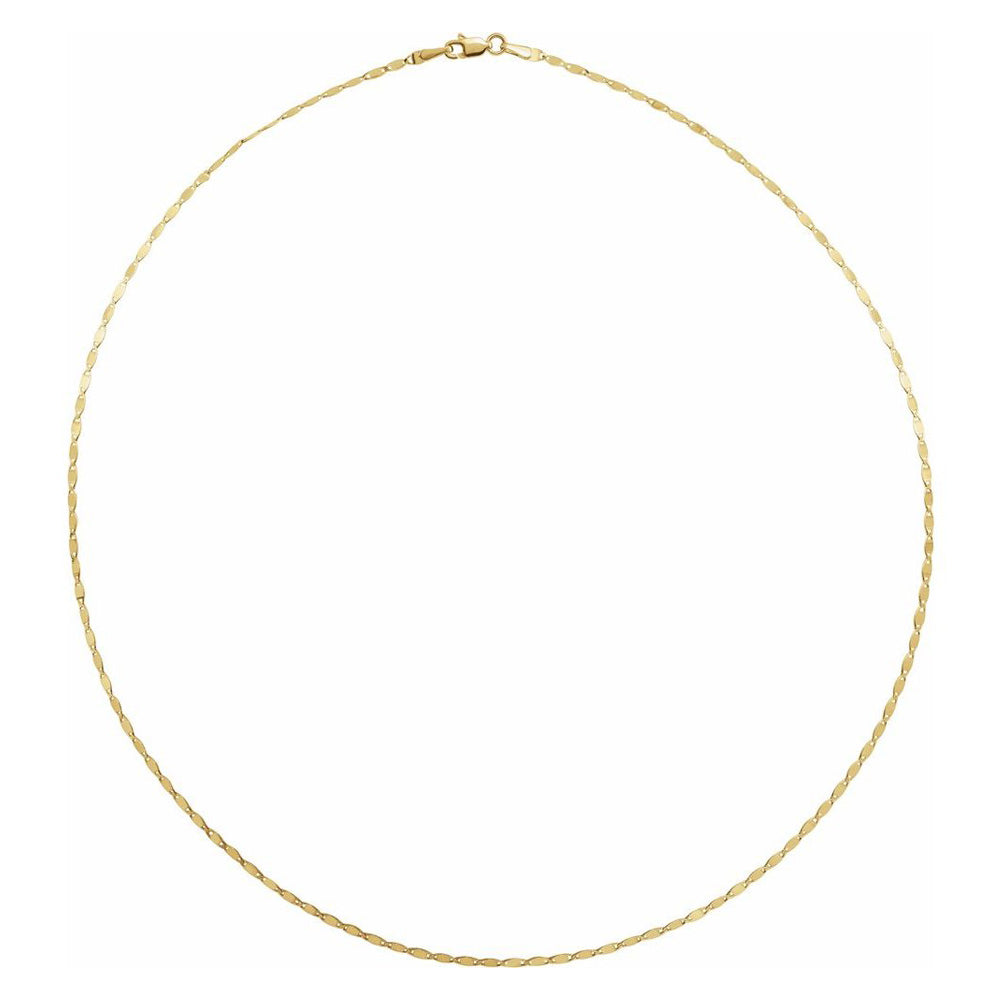 Alternate view of the 2.7mm 14K Yellow Gold Fancy Mirror Link Chain Necklace by The Black Bow Jewelry Co.