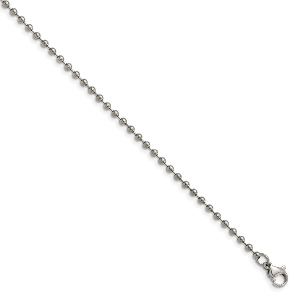 Alternate view of the 2mm Titanium Polished Ball Chain Necklace by The Black Bow Jewelry Co.
