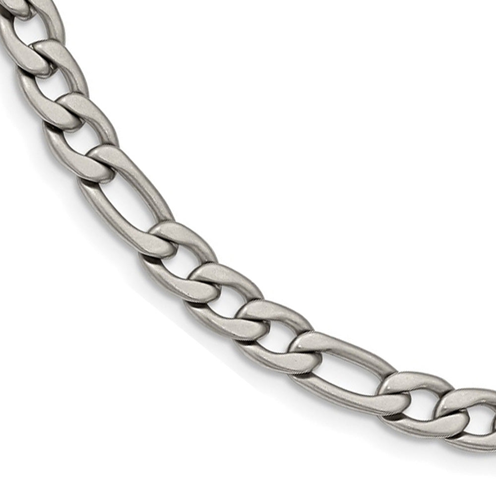 Men&#39;s 7mm Stainless Steel Satin Figaro Chain Necklace, 18 Inch, Item C10848 by The Black Bow Jewelry Co.