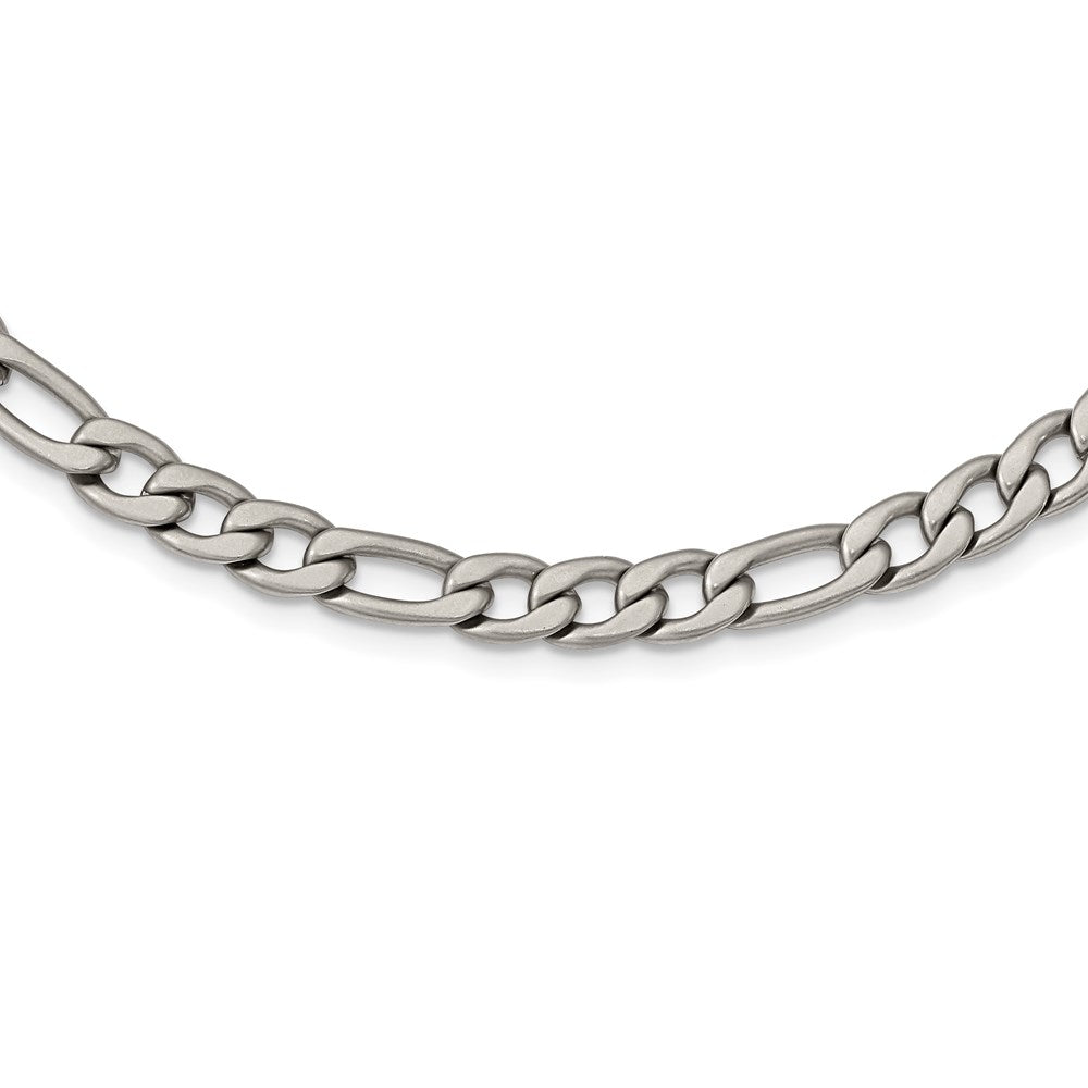 Men's 7mm Stainless Steel Satin Figaro Chain Necklace, 18 inch by The Black Bow Jewelry Co.