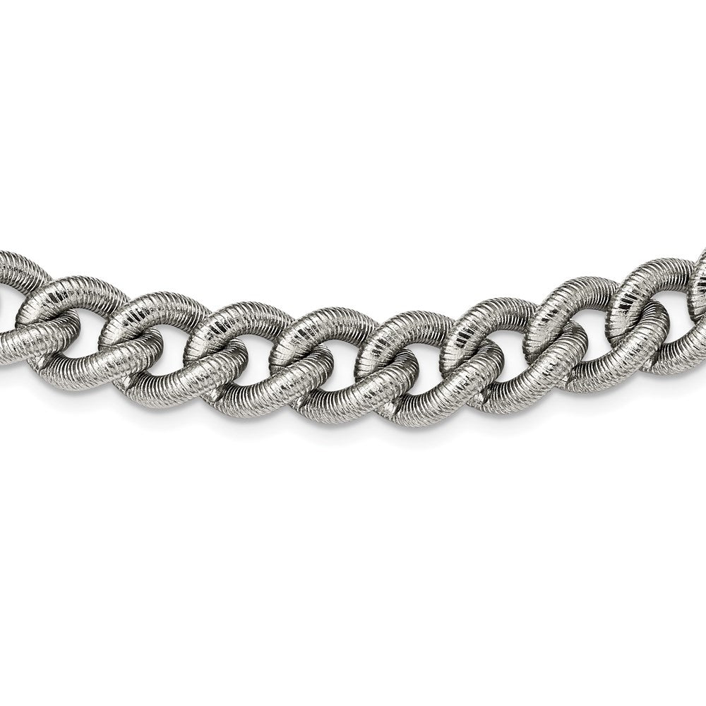 Alternate view of the Men&#39;s 14.5mm Stainless Steel Textured Curb Chain Necklace, 23.75 Inch by The Black Bow Jewelry Co.