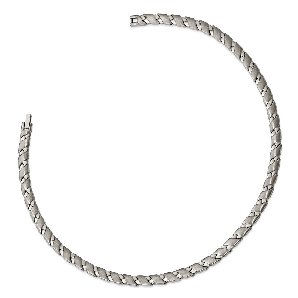 Alternate view of the 6.5mm Stainless Steel Brushed &amp; Polished Zigzag Link Necklace, 19 Inch by The Black Bow Jewelry Co.