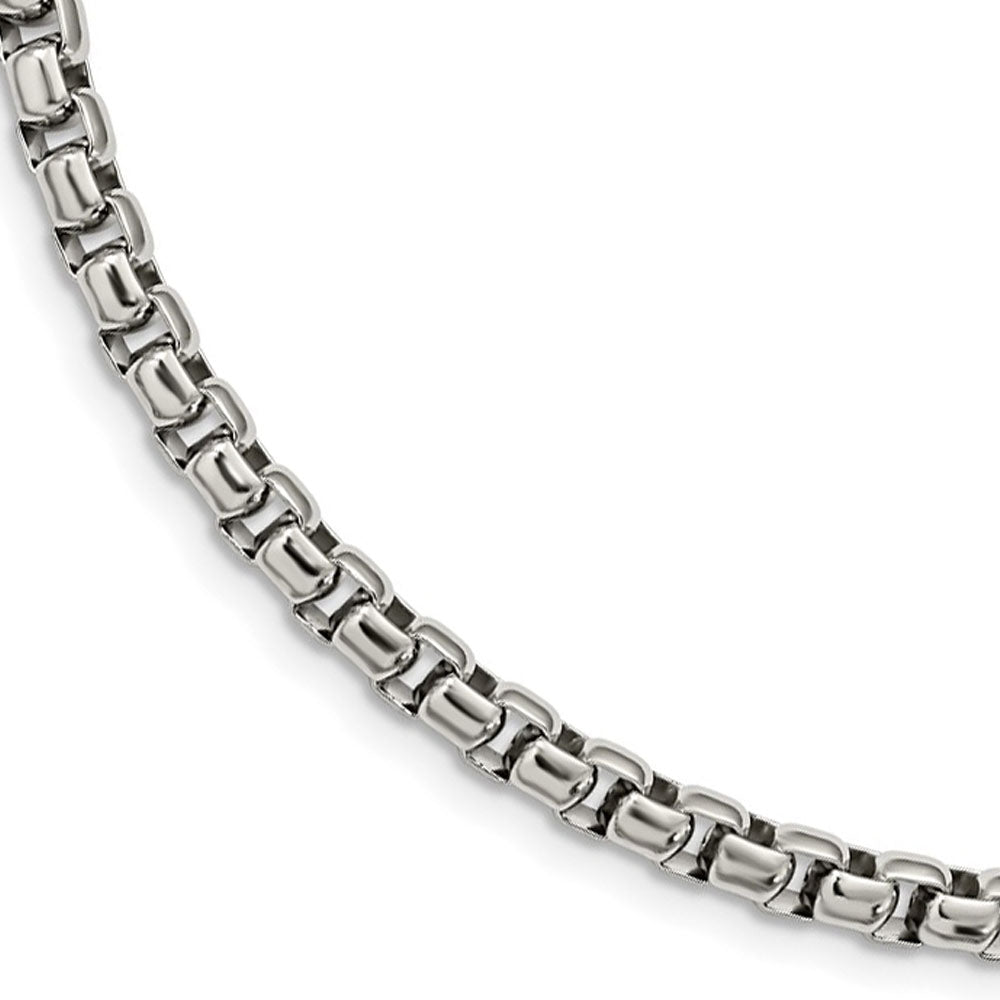 Mens 6mm Stainless Steel Polished Rounded Box Chain Necklace, 24 Inch, Item C10865 by The Black Bow Jewelry Co.
