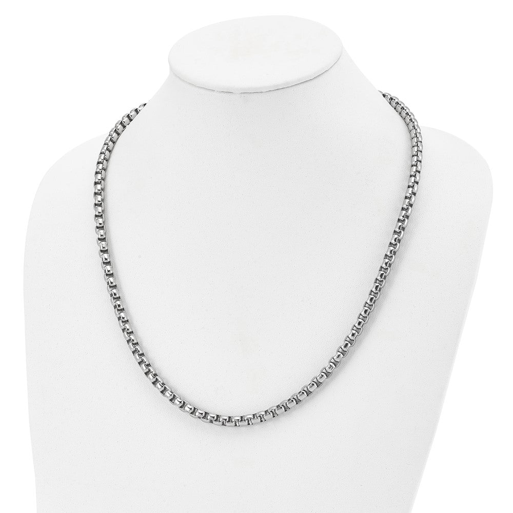 2-6mm Stainless Steel Black&Silver Round Box Chain Necklace Men Women 18-36
