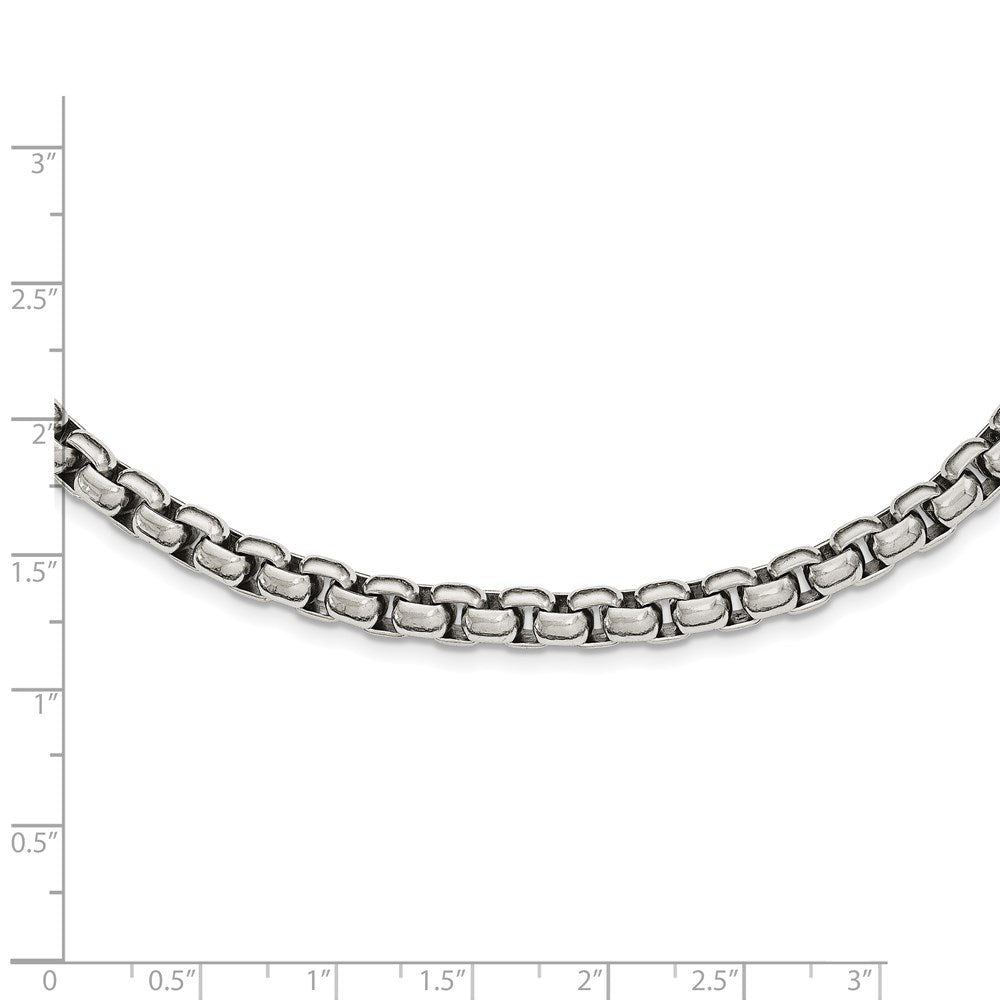 Alternate view of the Mens 6mm Stainless Steel Polished Rounded Box Chain Necklace, 24 Inch by The Black Bow Jewelry Co.