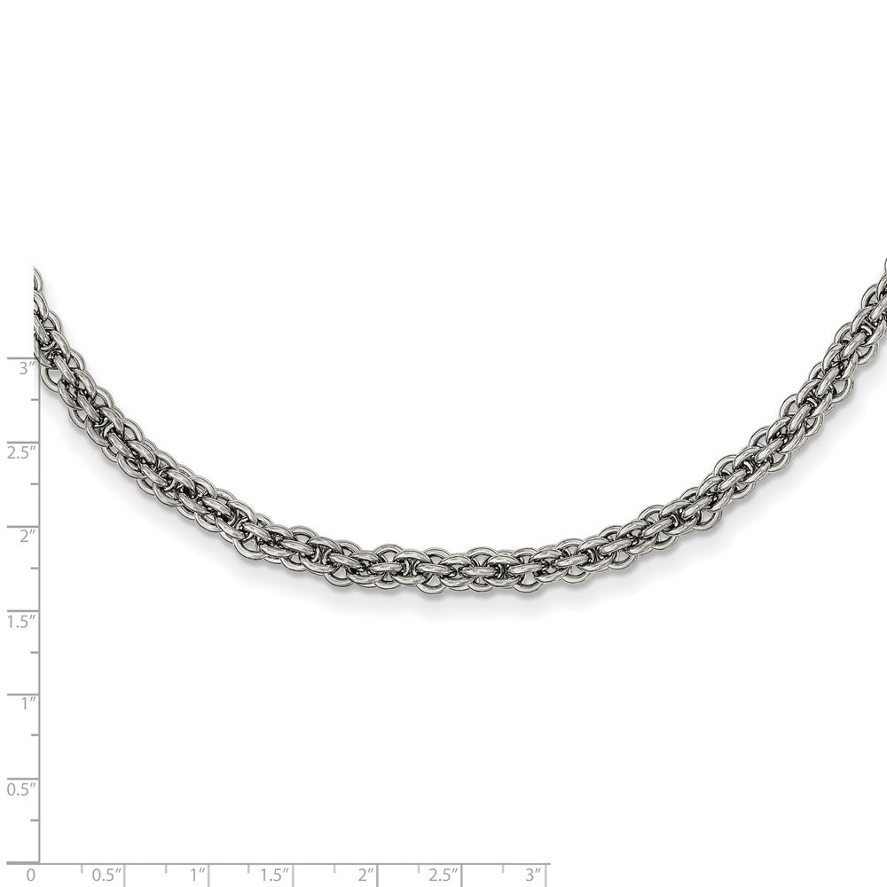 Alternate view of the 7mm Stainless Steel Fancy Circle Link Chain Necklace, 24 inch by The Black Bow Jewelry Co.
