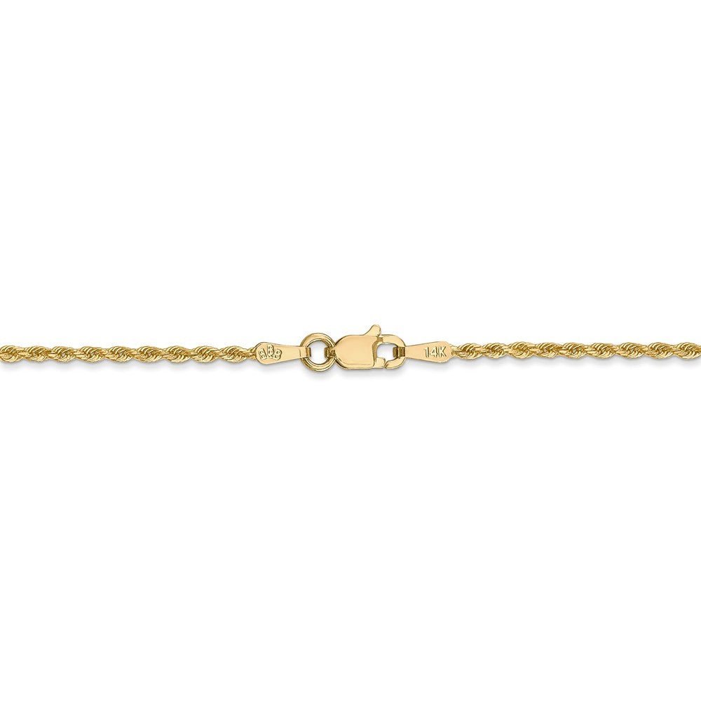 Alternate view of the 1.5mm 14k Yellow Gold, D/C Rope Chain Necklace by The Black Bow Jewelry Co.