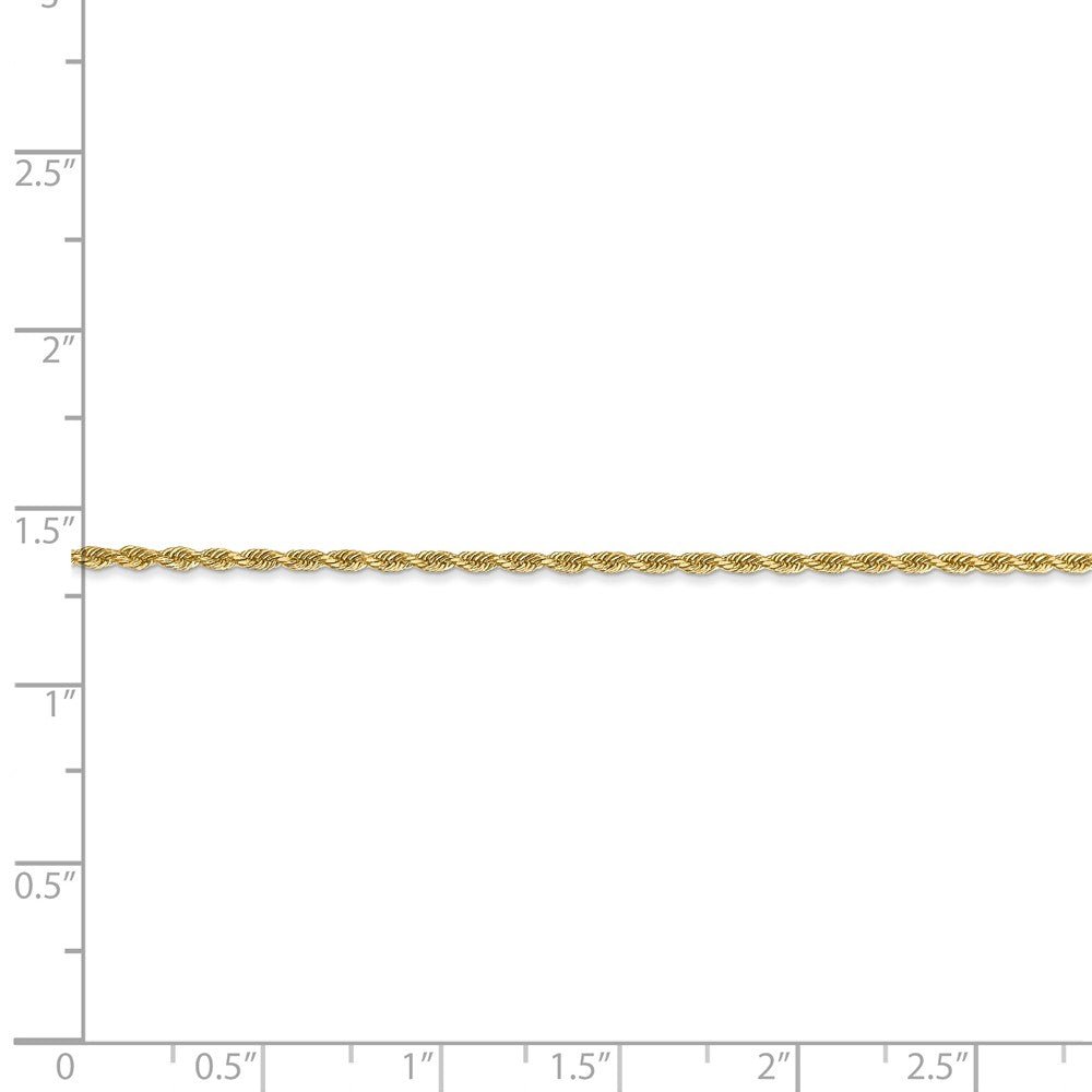 Alternate view of the 1.5mm 14k Yellow Gold, D/C Rope Chain Necklace by The Black Bow Jewelry Co.