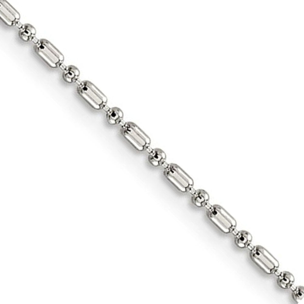 1.5mm Sterling Silver Solid Fancy Beaded Chain Necklace, Item C8020 by The Black Bow Jewelry Co.