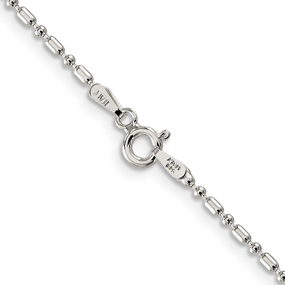 Alternate view of the 1.5mm Sterling Silver Solid Fancy Beaded Chain Necklace by The Black Bow Jewelry Co.